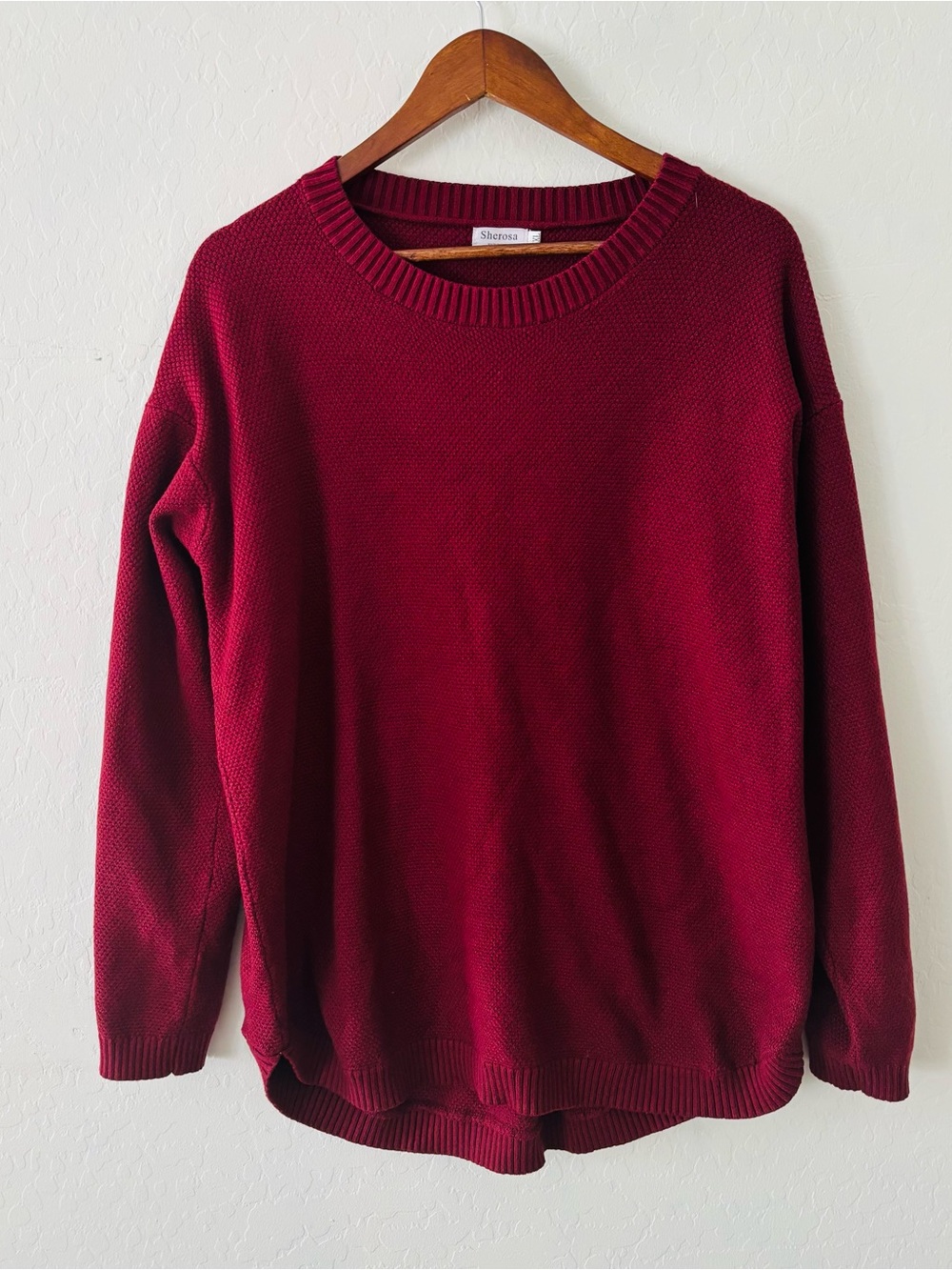 Sherosa Women’s XXL Burgundy Red Knit Sweater Oversized Pullover